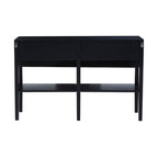 Black Console Table with Sturdy Frame and 2 Rattan-Front Drawers | Corso