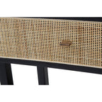 Black Console Table with Sturdy Frame and 2 Rattan-Front Drawers | Corso