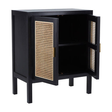 Black Sideboard with Two Rattan Doors | Corso