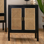 Black Sideboard with Two Rattan Doors | Corso