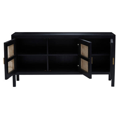 Black Sideboard with 3 Rattan Doors | Corso