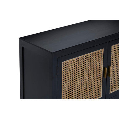 Black Sideboard with 3 Rattan Doors | Corso