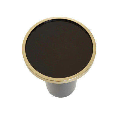 Gold and Black Art Deco Pillar Metal Side Table with Base | Elva