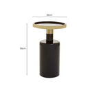 Gold and Black Art Deco Pillar Metal Side Table with Base | Elva