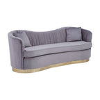 3 Seater Grey Pleated Velvet Sofa | Franza