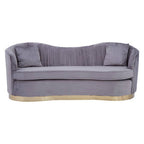 3 Seater Grey Pleated Velvet Sofa | Franza