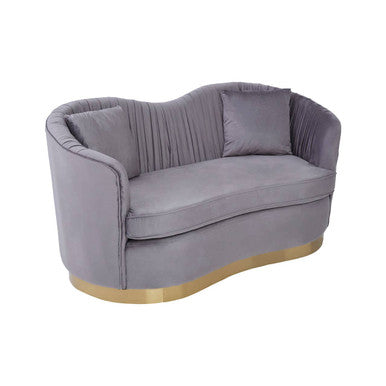 2 Seater Grey Pleated Velvet Sofa, Franza