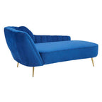 Midnight Blue Velvet Left Arm Chaise Longue | Felizia