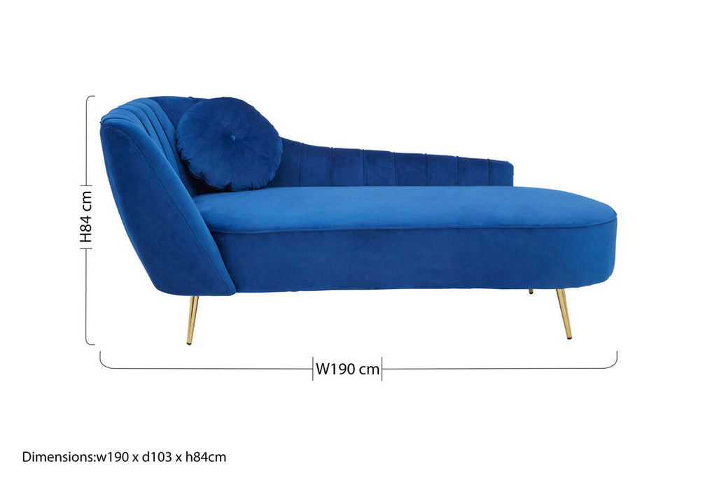 Midnight Blue Velvet Left Arm Chaise Longue | Felizia
