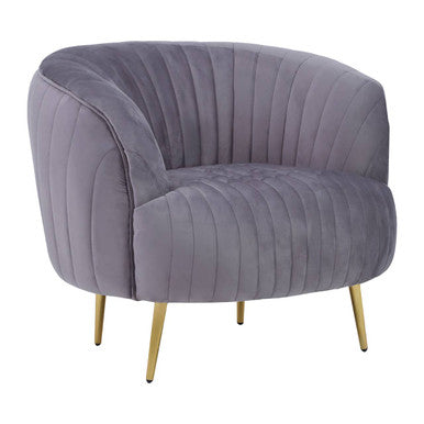 Grey Velvet Chair with Gold Legs | Florina