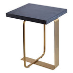 Grey Veined Effect Oak Veneer Top Round Side Table with Metallic Stainless Steel Wireframe Base | Lena