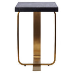 Grey Veined Effect Oak Veneer Top Round Side Table with Metallic Stainless Steel Wireframe Base | Lena