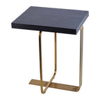 Grey Veined Effect Oak Veneer Top Round Side Table with Metallic Stainless Steel Wireframe Base | Lena