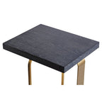 Grey Veined Effect Oak Veneer Top Round Side Table with Metallic Stainless Steel Wireframe Base | Lena