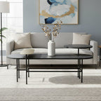 Gold Oak Veneer and Black Marble Top Coffee Table with Iron Legs | Serrano