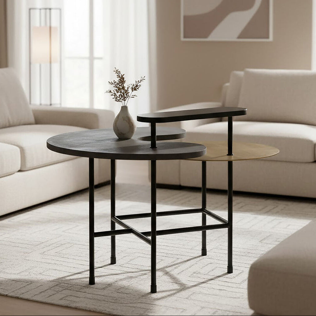 Layered Tops Grey and Black Coffee Table | Serrano