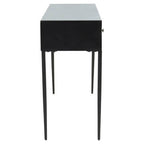 Black and Grey Textured Pine Wood Console Table with 3 White Storage Drawers | Luxor