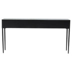 Black and Grey Textured Pine Wood Console Table with 3 White Storage Drawers | Luxor
