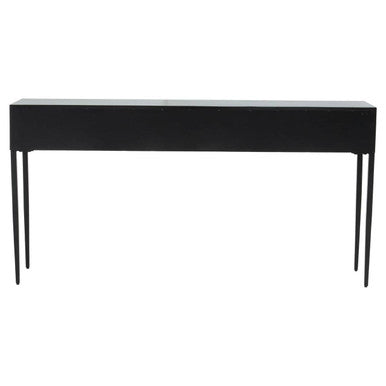 Black and Grey Textured Pine Wood Console Table with 3 White Storage Drawers | Luxor