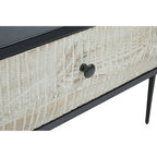 Black and Grey Textured Pine Wood Console Table with 3 White Storage Drawers | Luxor
