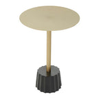 Round Gold Iron Side Table with Black Fluted Base | Corra