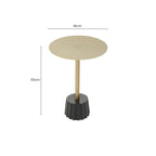 Round Gold Iron Side Table with Black Fluted Base | Corra