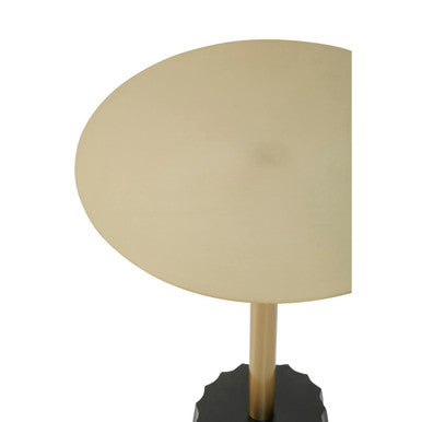 Round Gold Iron Side Table with Black Fluted Base | Corra