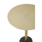 Round Gold Iron Side Table with Black Fluted Base | Corra