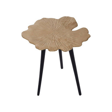 Gold Finish Small Aluminium Side Table with Black Metallic Finish Angular Legs | Prato