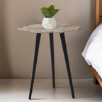 Gold Finish Small Aluminium Side Table with Black Metallic Finish Angular Legs | Prato