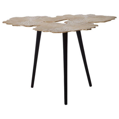 Gold Finish Top Large Aluminium Side Table with Black Metallic Finish Angular Legs | Prato