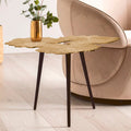 Gold Finish Top Large Aluminium Side Table with Black Metallic Finish Angular Legs | Prato
