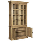 Oak Wood Tall Cabinet in Washed Grey Finish | Lyon