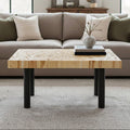 Natural Mosaic Teak Wood Coffee Table with Black Iron Base | Malang