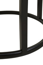 Teak Wood Mosaic Round Top Coffee Table with Black Iron Frame | Malang