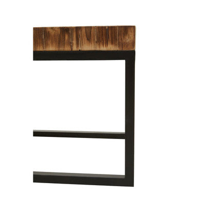 Set of 3 Rustic Teakwood Top Nesting Tables with Black Metallic Bases | Malang