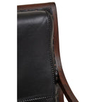 Genuine Black Leather and Teak Lounge Chair with Footstool | Inca