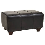Black Leather Bench with Teak Wood Legs | Inca