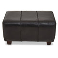 Black Leather Bench with Teak Wood Legs | Inca