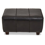 Black Leather Bench with Teak Wood Legs | Inca