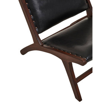 Genuine Black Leather Lounge Chair | Inca