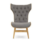 Dark Grey Velvet Chair with Winged Back | Vinsi