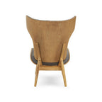 Dark Grey Velvet Chair with Winged Back | Vinsi