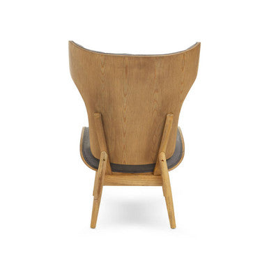 Dark Grey Velvet Chair with Winged Back | Vinsi