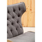 Dark Grey Velvet Chair with Winged Back | Vinsi