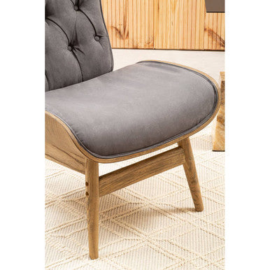 Dark Grey Velvet Chair with Winged Back | Vinsi