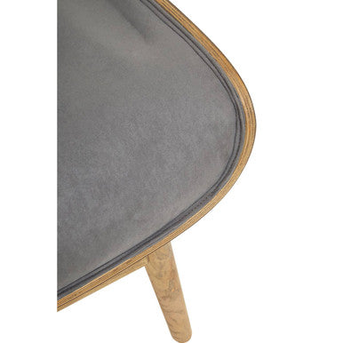 Dark Grey Velvet Chair with Winged Back | Vinsi