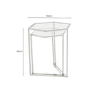 Silver Geometric Steel Side Table with Mirrored Glass Top | Herber