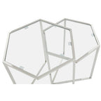 Silver Geometric Steel Side Table with Mirrored Glass Top | Herber