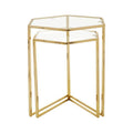 Gold Geometric Stainless Steel Set of 2 Side Table with Mirrored Glass Top | Herber